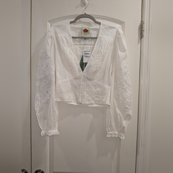 15. NWT FARM RIO OFF-WHITE LACE BLOUSE - Picture 7 of 10